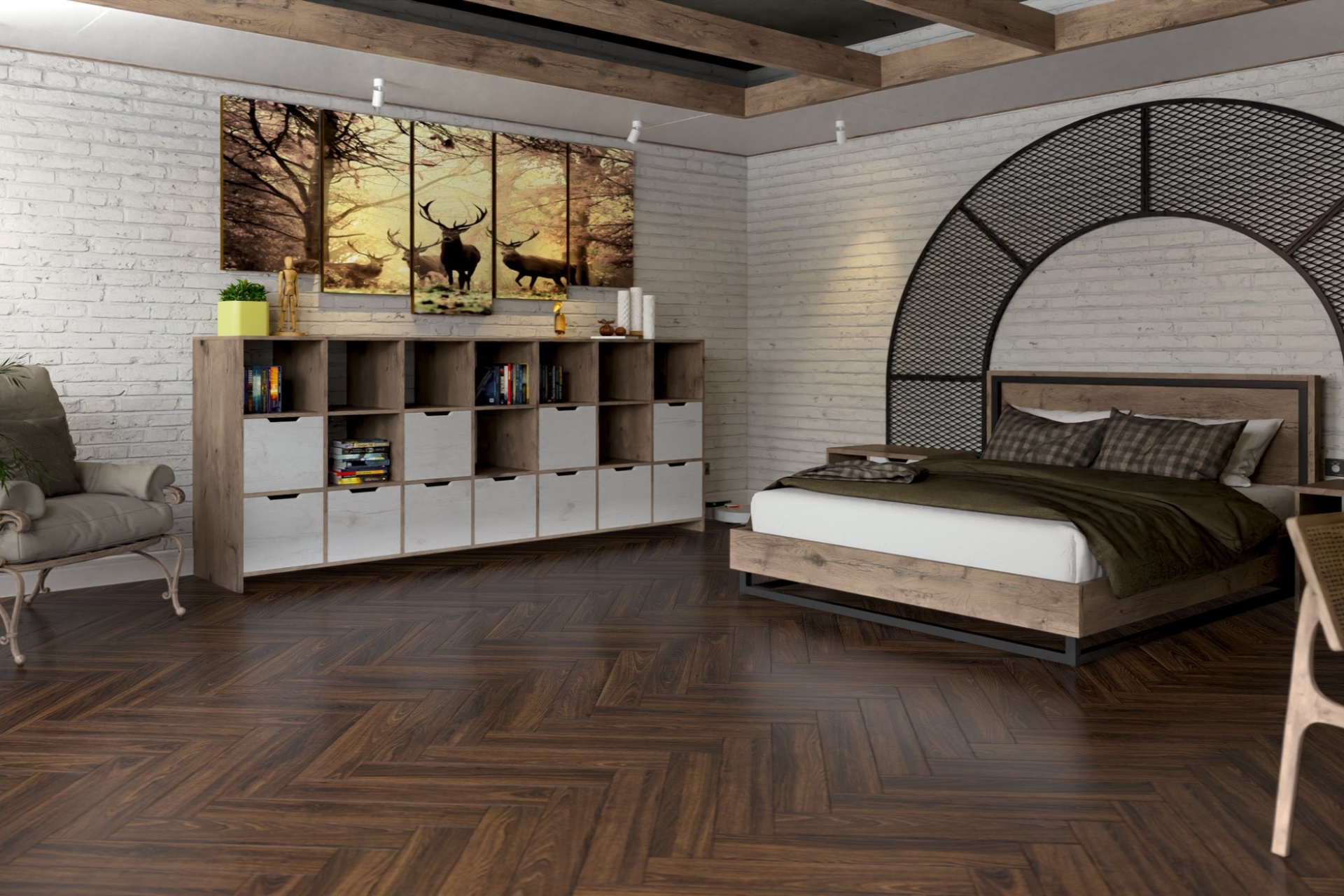 Инженерный паркет «Damy Floor» Каштановый (укладка елочкой) — купить в Ялте